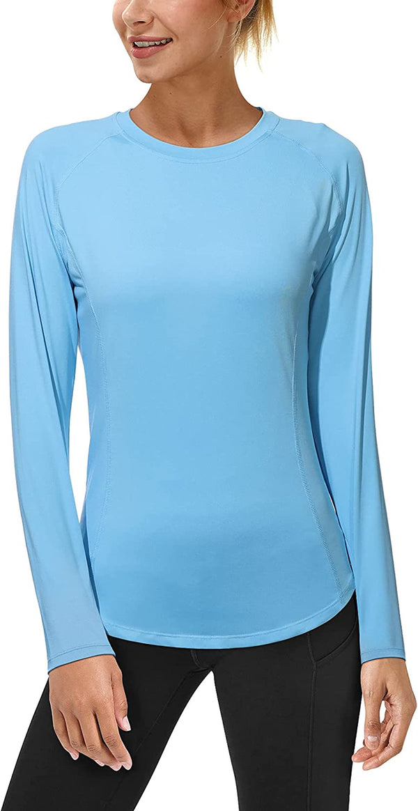 Women'S Long Sleeve UV Sun Shirts UPF 50+ Workout Swim Rash Guard Tops