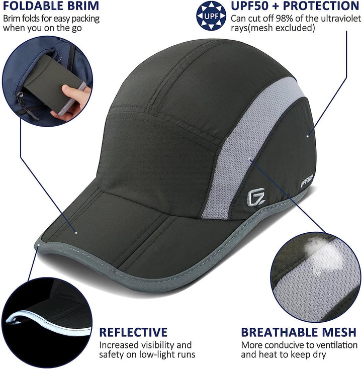 Reflective Folding Outdoor Hat Unstructured Design UPF 50+ Sun Protection Sport Hats for Womens and Mens