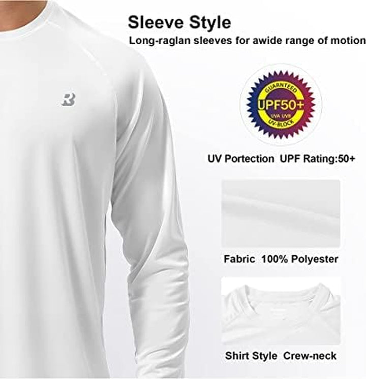 Mens UPF 50+ UV Sun Protection Shirts Outdoor Long Sleeve Fishing T-Shirt for Hiking Swimming Rash Guard